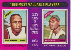 1975 Topps Mini Baseball Cards      204     Frank Robinson/Roberto Clemente MVP